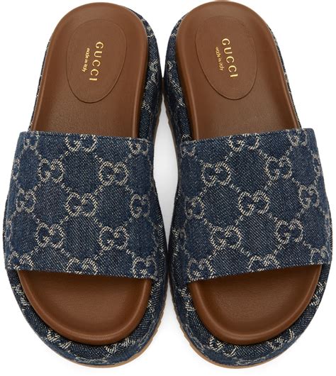 gucci platform denim slides|Gucci platform slides cheap.